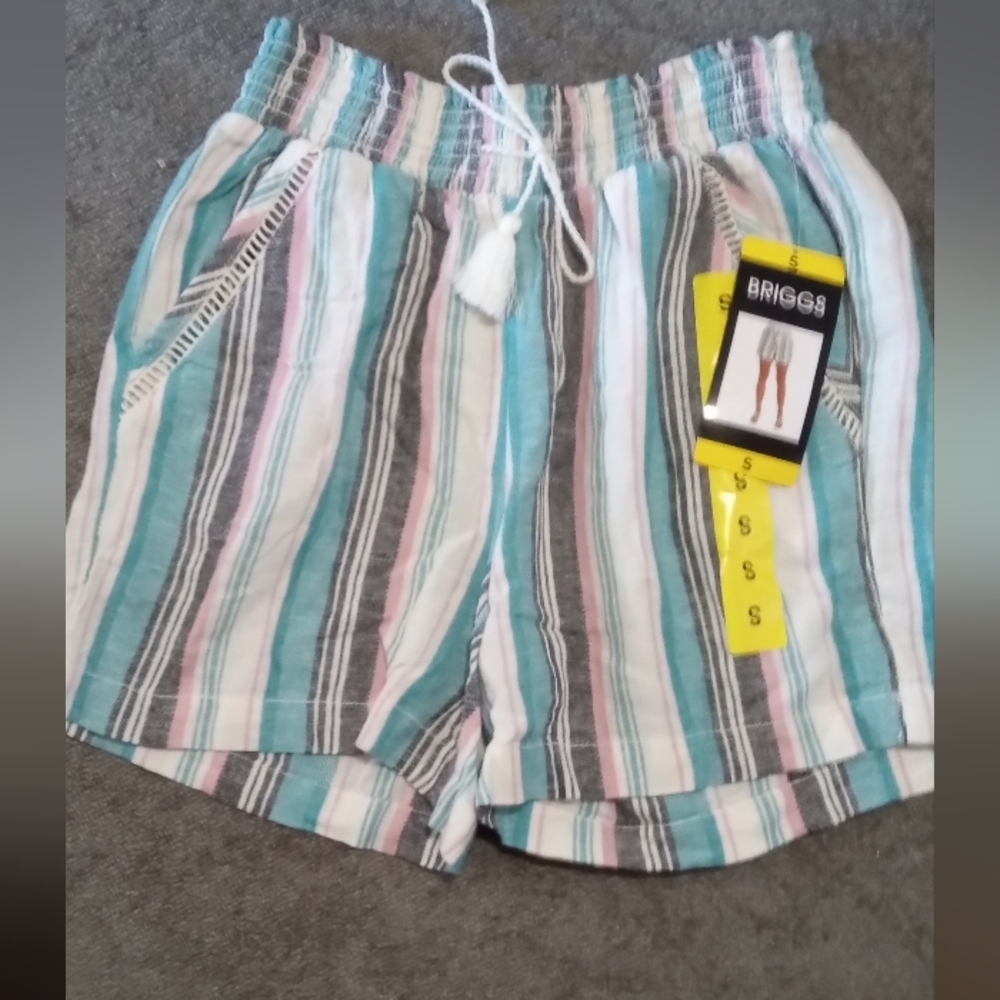 Briggs New York Women's Pastel Striped Shorts